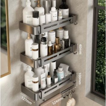 Toplly Aluminum-Alloy Rectangular Floating Shelves,Modern style Floating Shelves,Aluminum Bathroom Caddy Rack,Best Choice for Bathroom Renovation
