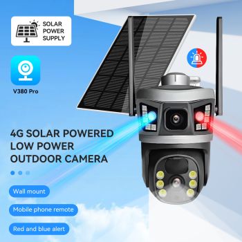 TOPLLY 6MP 4G LTE Solar Powered Security Camera - Dual Lens, 355° PTZ Outdoor Surveillance, Full Color Night Vision, Humanoid Tracking & V380 Pro App Support